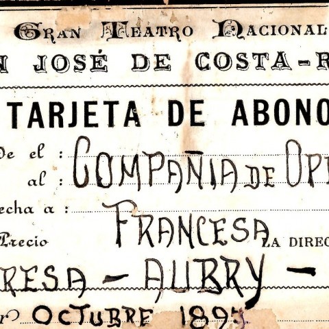 Un boleto del Teatro Nacional de Costa Rica en 1897