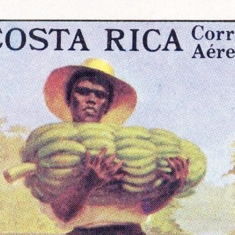 En la imagen se aprecia la pintura de Aleardo Villa,  elaborada en 1897, es parte del tríptico de la alegoría El comercio y la agricultura en Costa Rica; se ubica en el cielo raso del segundo vestíbulo del Teatro Nacional. Estampilla de 30 colones, 1991