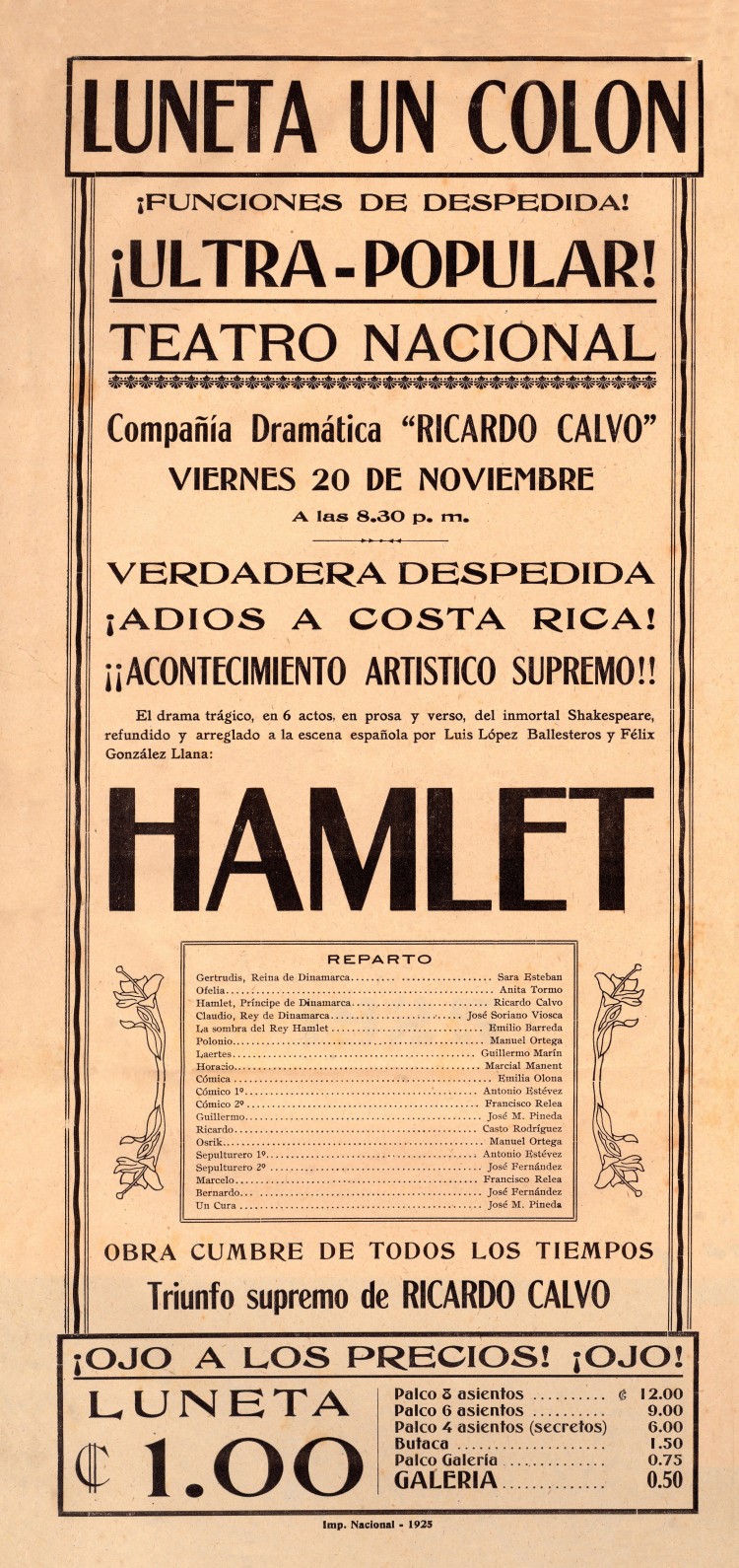 Afiche Espectáculo 1925