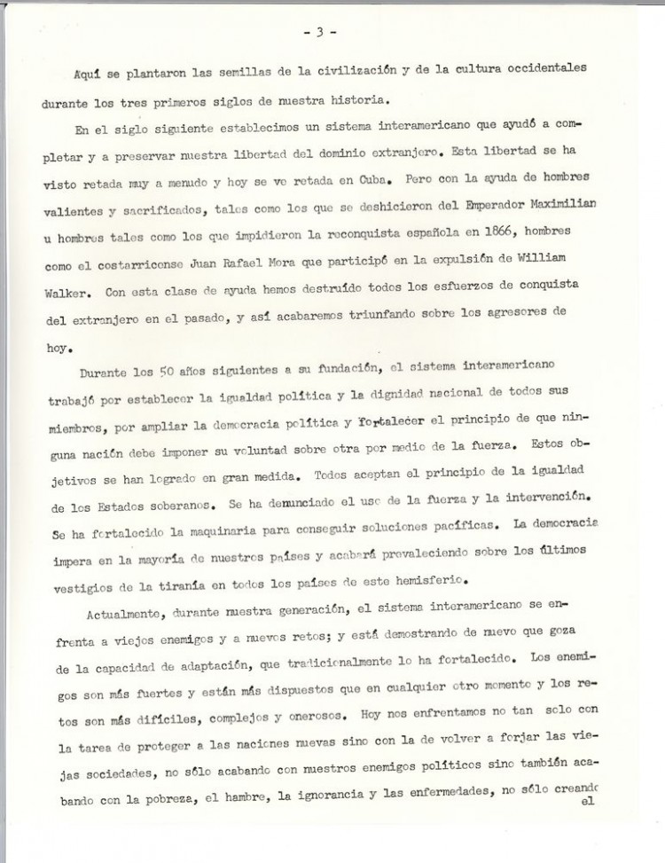 Discurso  John Fitzgerald Kennedy Conferencia Presidentes en Teatro Nacional de  Costa Rica 