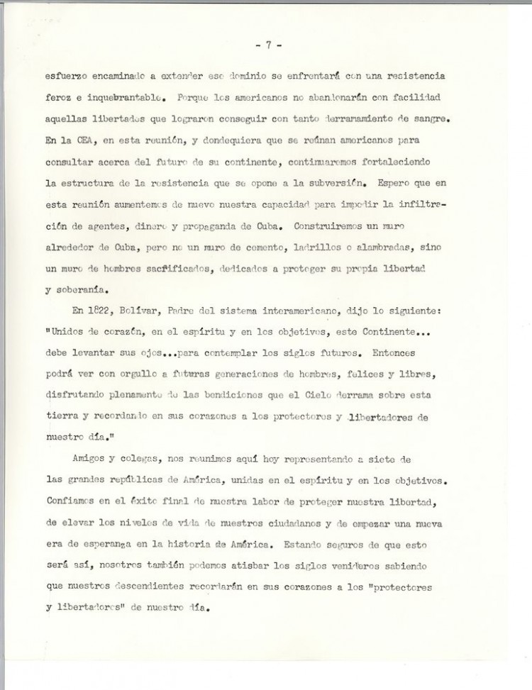 Discurso  John Fitzgerald Kennedy Conferencia Presidentes en Teatro Nacional de  Costa Rica 